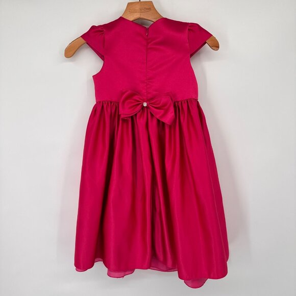 American Princess Girls size 6X Fuchsia Satin Dress Rhinestone Details  Bow Back - Picture 10 of 10